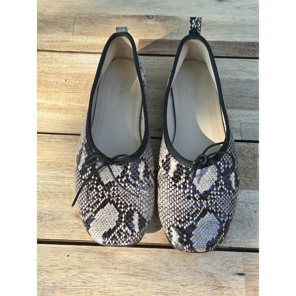 Everlane Shoes Womens Size 6.5 Python Print Ballet Flats Made in‎ Italy Snake - Picture 4 of 6